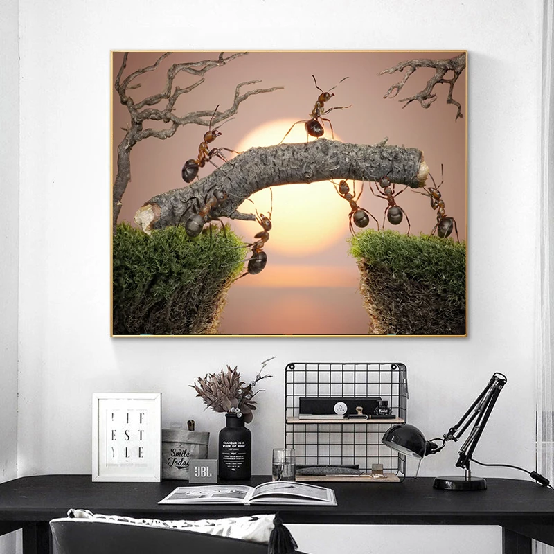 150 Million Years of Ants Civilization Canvas Painting Team of Ants Teamwork Posters and Prints for Office Living Room Decor