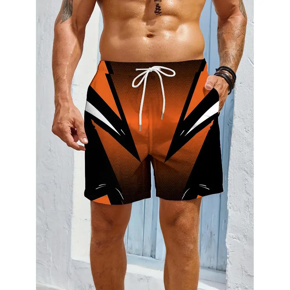 

1pcs Men's Short swim trunks2026 Summer 3D Printed Short sleeve Breathable baggy pants running Quick drying Polyester