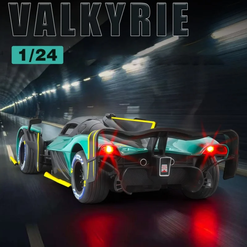 1:24 Valkyrie Spider supercoche coche en miniatura de aleación sonido y luz tirar hacia atrás juguete para niños coleccionables regalo de cumpleaños