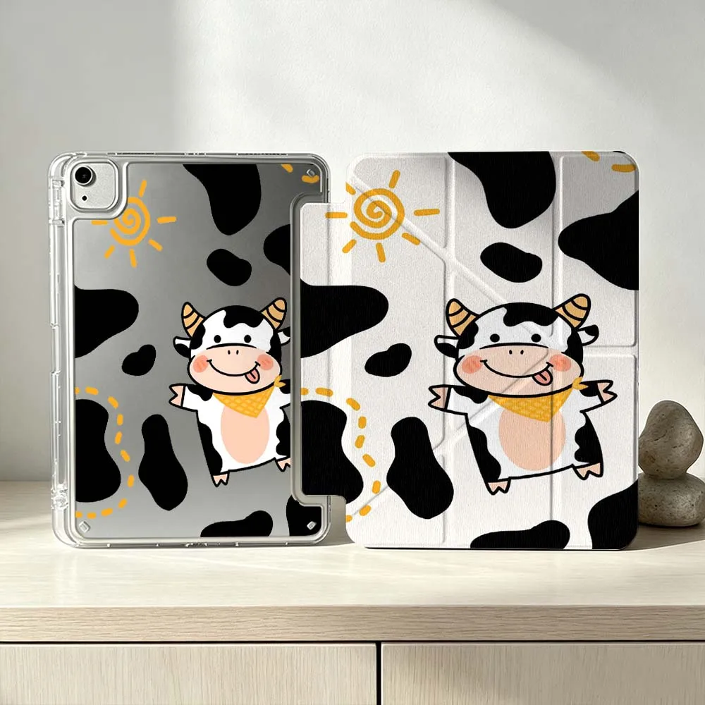 

Cartoon Cow Pattern Soft For iPad Pro Air mini 6 5 4 3 2 1 11th 10th 6th 5th M5 M4 M3 M2 9gen Foldable 3Y Tablet Case