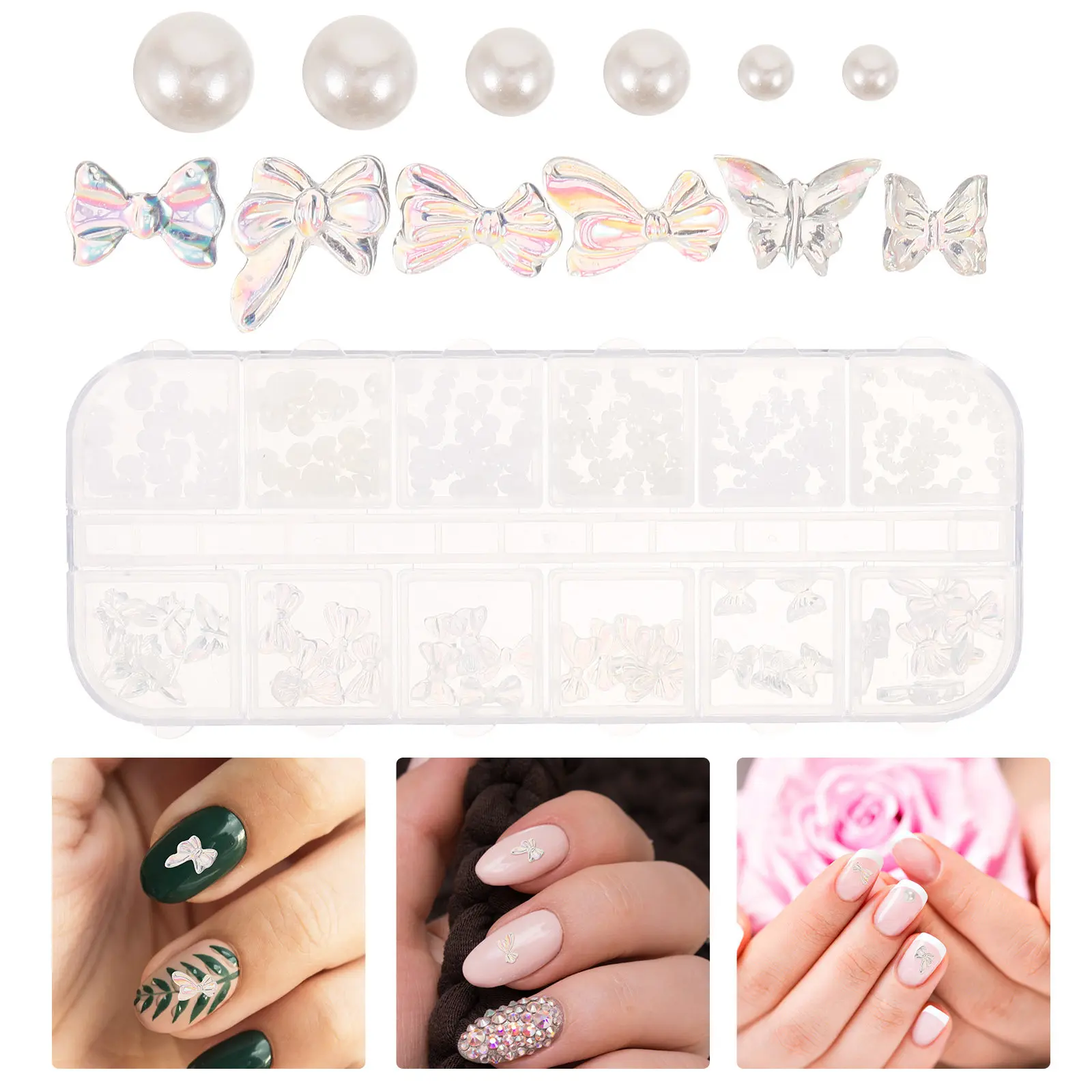 Nail Charms Set Butterfly Bow Multiple Styles DIY Nail Art Accessories Small 3D Charms for Acrylic Nails Nails