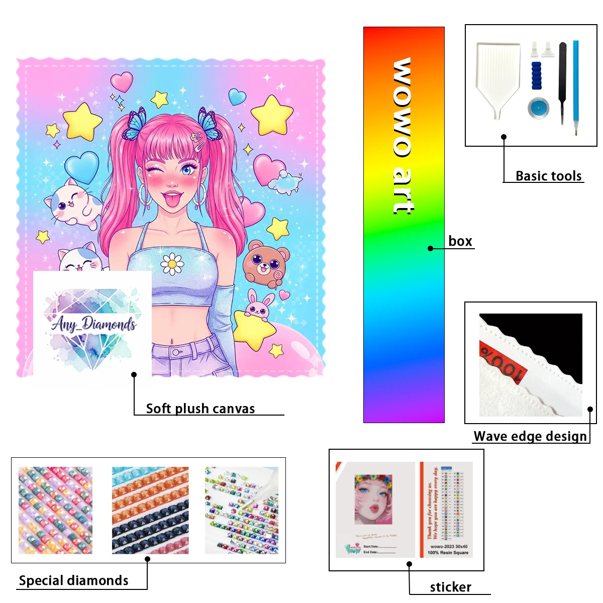 

【ANY_ Diamond Art】Cute animated girl Crystal AB Rhinestone FD Rhinestone Perfect Resin Diamond