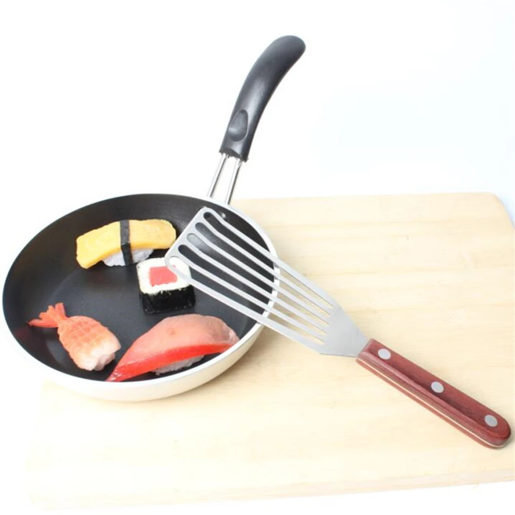

Stainless Steel Fried Shovel Wooden Handle Slotted Turner Steak Spatula Leakage Tool Non Stick Hygienic Kitchen Gadgets For Eggs
