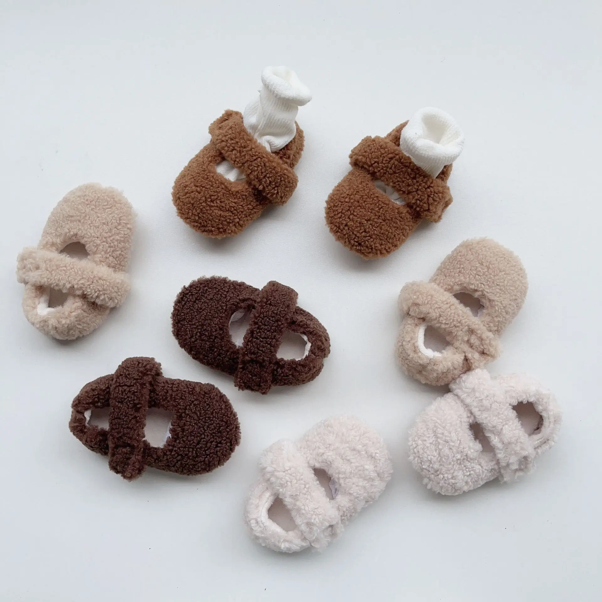 Baby Plus Fluffy Shoes Korean Baby Solid Color Warm Cotton Shoes Toddler Winter Princess Shoes