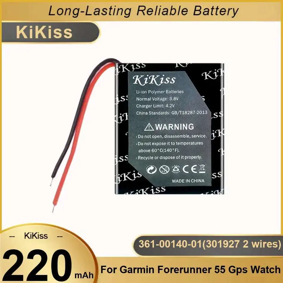

220 мАч GPS-часы, аккумулятор высокой емкости 361-00140-01 301927, 2 провода для Garmin Forerunner 55, высокая производительность