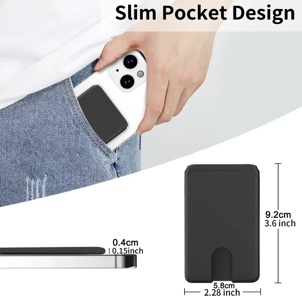 Bank Credit Card Holder Phone Sticker Adhesive Soft Silicone Slim Thin Mini Wallet Mobile Phone Cardholder Compatible for Iphone image 3