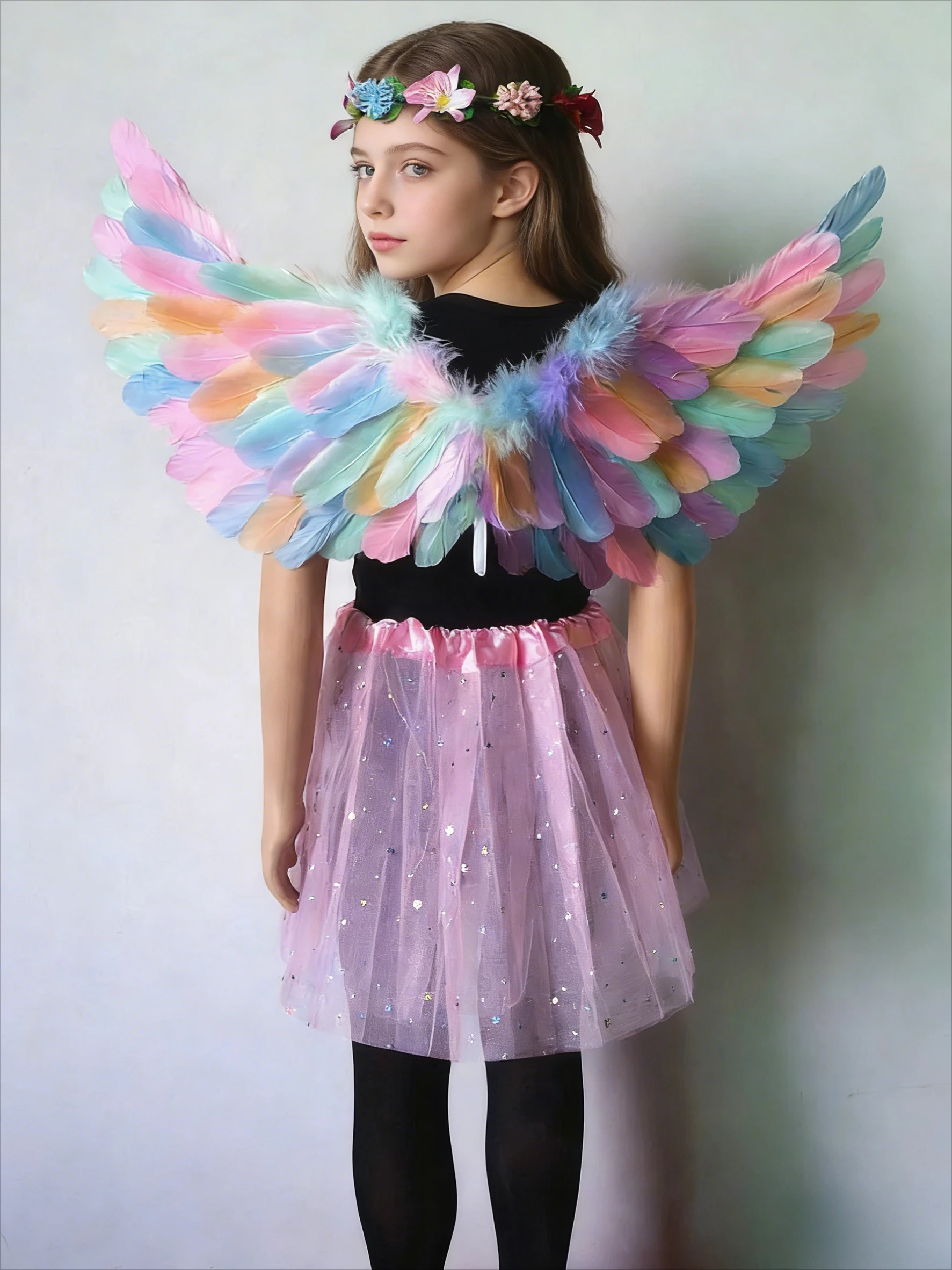 Niños adultos Ángel pluma ala Halo mariposa falda fiesta disfraz niños niño niña boda Cosplay cumpleaños Halloween vacaciones