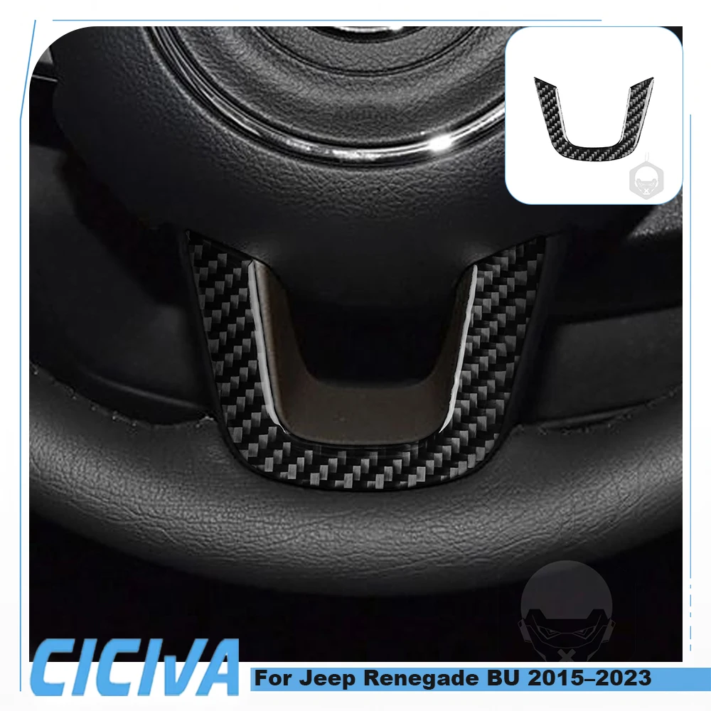 For Jeep Renegade BU 2015 2016 2017 2018 2019 2020 2021 2022 2023 Real Carbon Fiber Lower Steering Wheel Trim