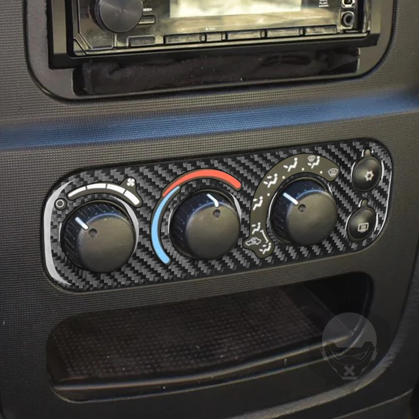 For Dodge Ram 2002 2003 2004 2005 Center Dashboard AC Control Panel Cover Real Carbon Fiber Sticker Car Interior Accessories