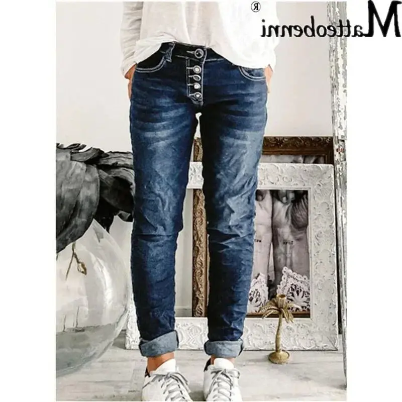 Women's Breasted Jeans For Women 2024 Mom Jeans High Waist Blue Loose Washed Fashion Straight Denim Pants Vintage Streetwear