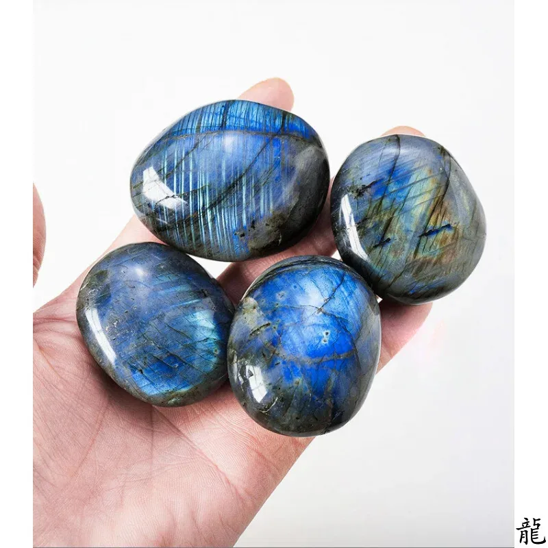 Random 2pcs/set Natural Labradorite Palm Stone - Chakra Reiki Polished Healing Crystal for Stress Relief & Anxiety Therapy image 2
