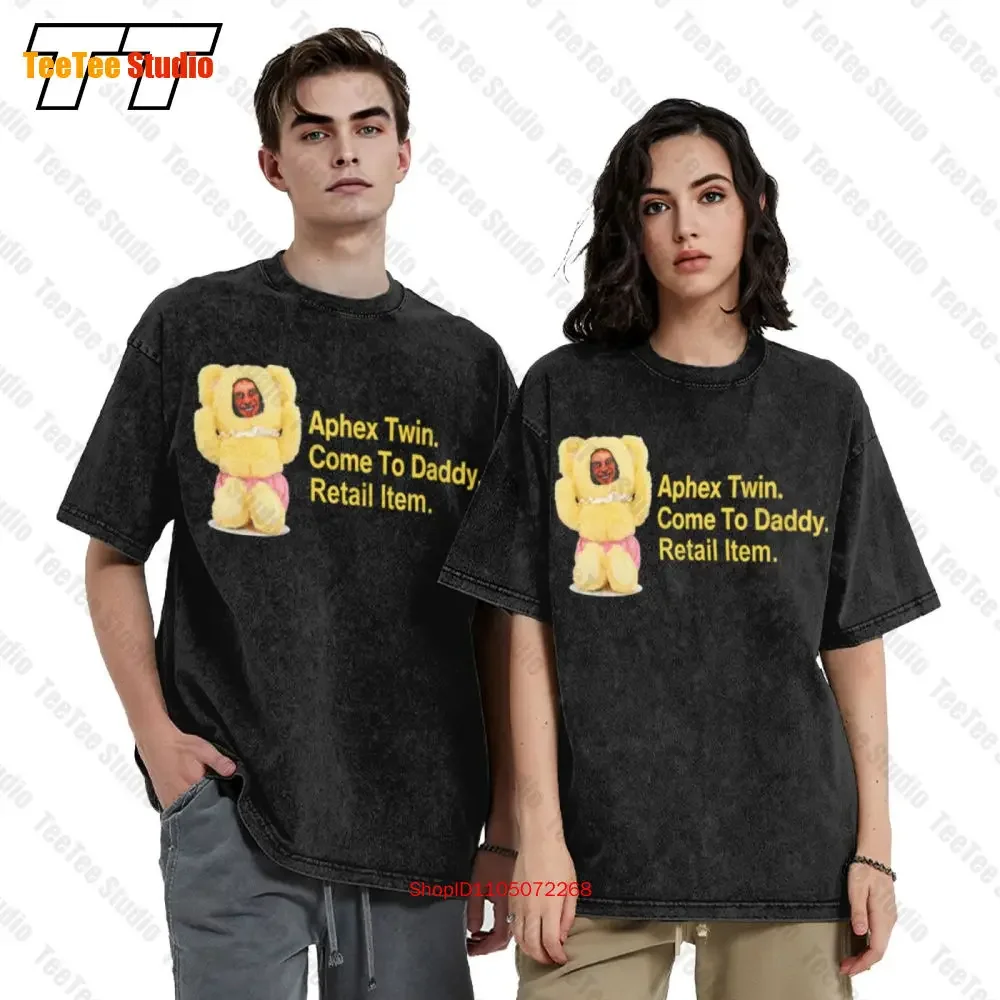 Aphex Twin Come To Daddy Yellow Bear Vintage Oversized T-Shirt Black Tee KZMA