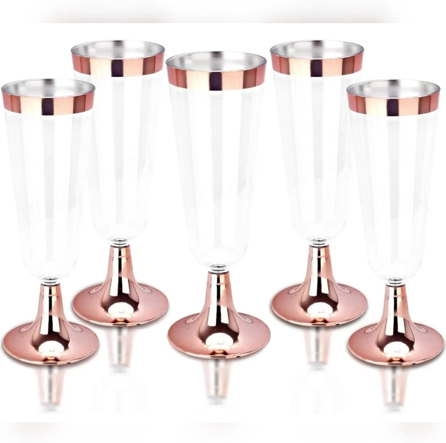 

50pcs Disposable Champagne Flutes, 5Oz Rose Gold Toasting Glasses for Wedding, Birthday, Bridal Shower – Premium Quality
