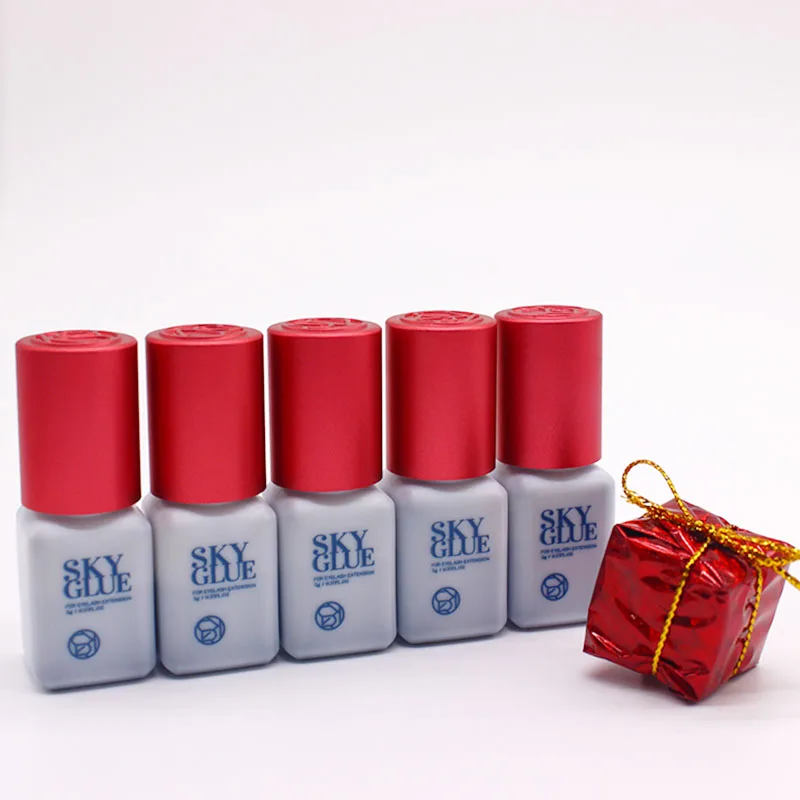 5 pçs cola sky s + tipo para extensões de cílios postiços céu vermelho boné adesivo 1s secagem rápida coreia lash suprimentos 5ml ferramentas de maquiagem