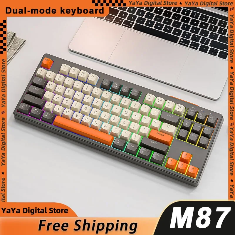 

M87 Wireless Bluetooth Dual-mode Mechanical Feel Keyboard PBT Keycap Display Knob Durable Game Office Silent Membrane Keyboard