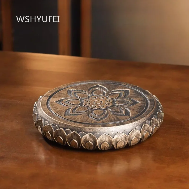 1pc Chinese Lotus Base Guanyin Buddha Statue Height Increasing Pad Circular Base for Household Offerings Vintage Lotus Throne