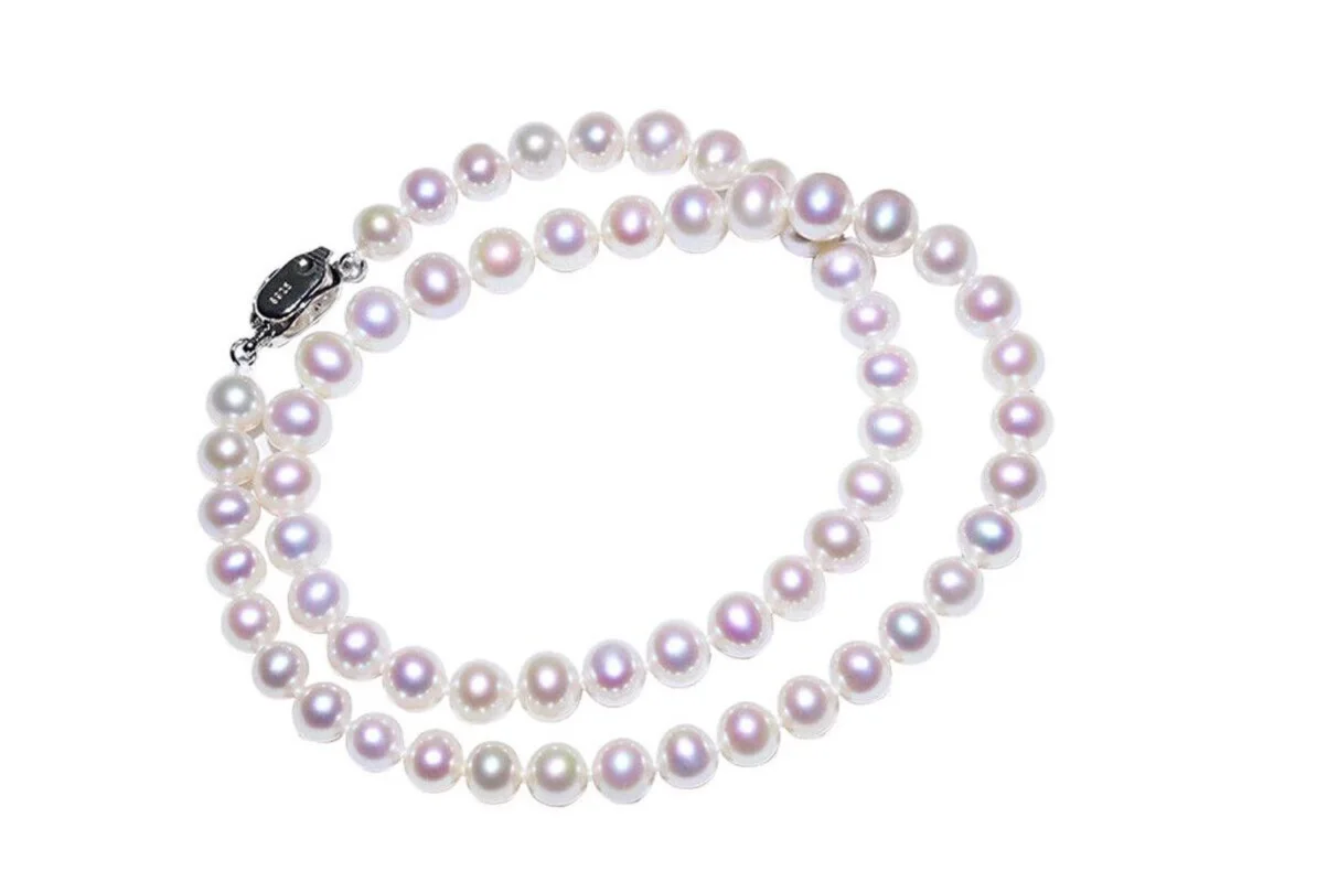 20-inch brand new AAAA 6-7mm Japanese Akoya white pearl necklace 925S-