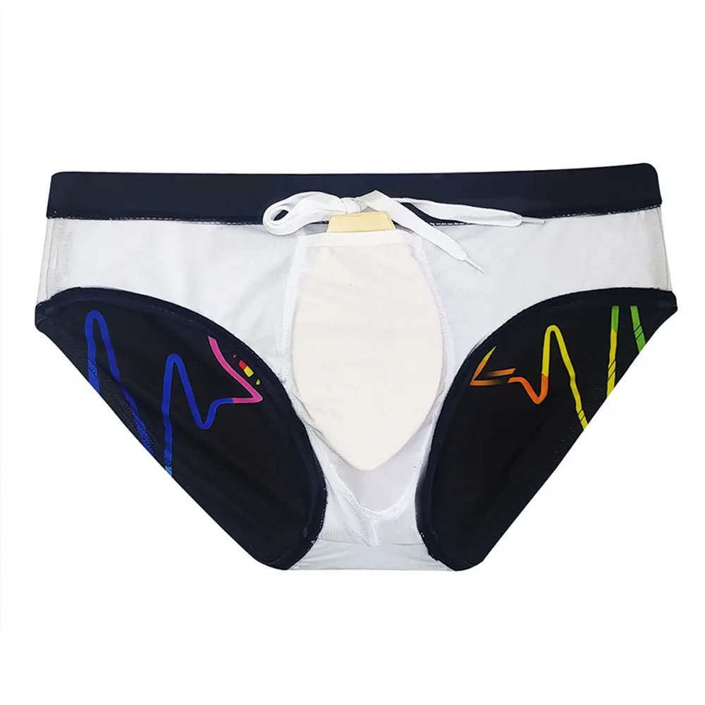 New foreign trade men's simple rainbow triangle swimming trunks with cup size sports low waist quick-drying triangle menUXH367-1