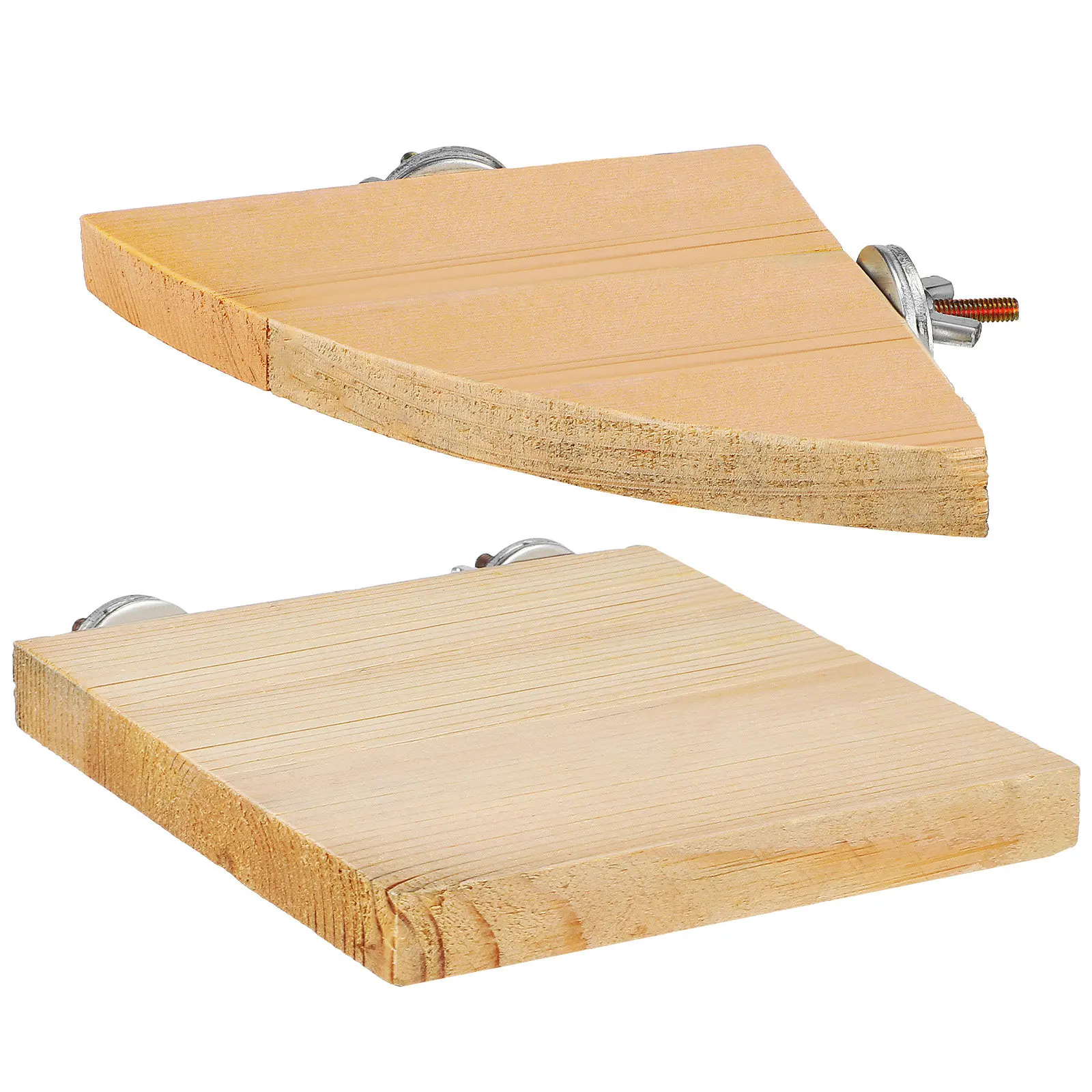 2Pcs Natural Wood Bird Perch Platform Stand for Parrot Cage Accessories Extra Chew Surface Activity Boost