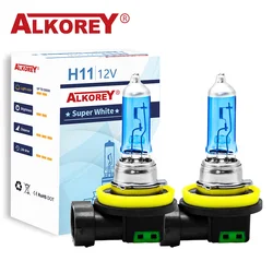 ALKOREY 2 Pcs 12v 55w H11 Halogen Bulb 5000K Quartz Glass Car Fog Light Auto Lamp Halogen Headlight Bulbs Super White Fog Lights