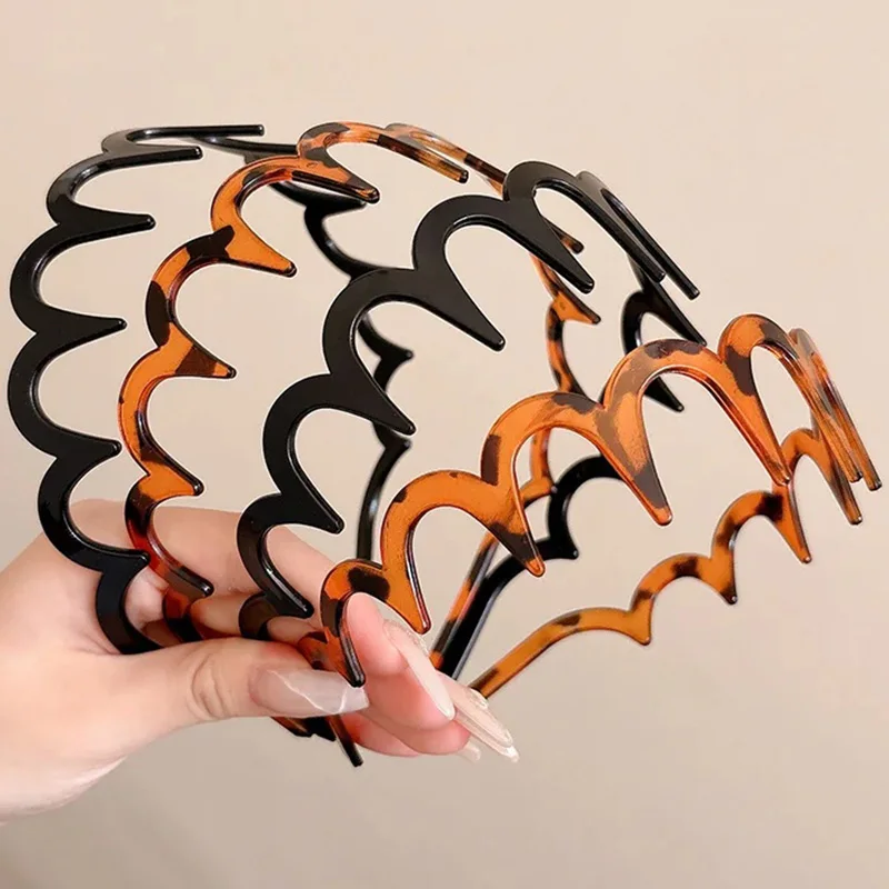 2025 новые модные волнистые повязки на голову для женщин, спортивная повязка для мытья лица, летние черные зубчатые нескользящие ленты для волос, аксессуары для волос