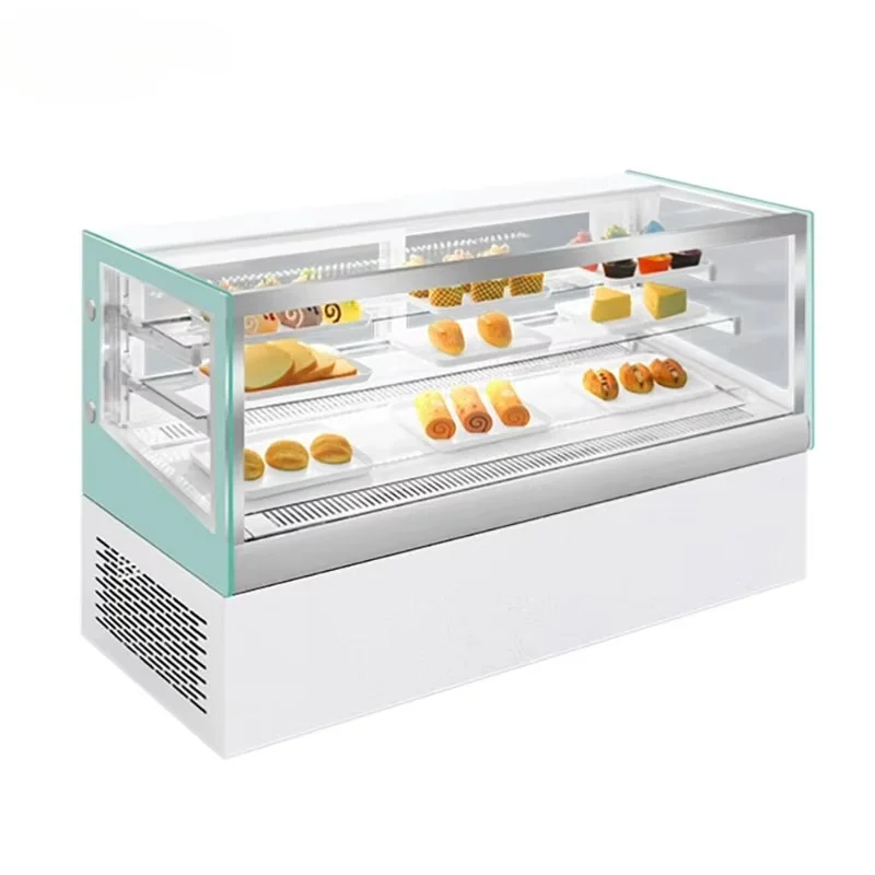 Custom Made Premium Single-Temperature LED Light Pastry Fridge Energy-Saving Right Angle Cake Display Freezer Tempered Glass