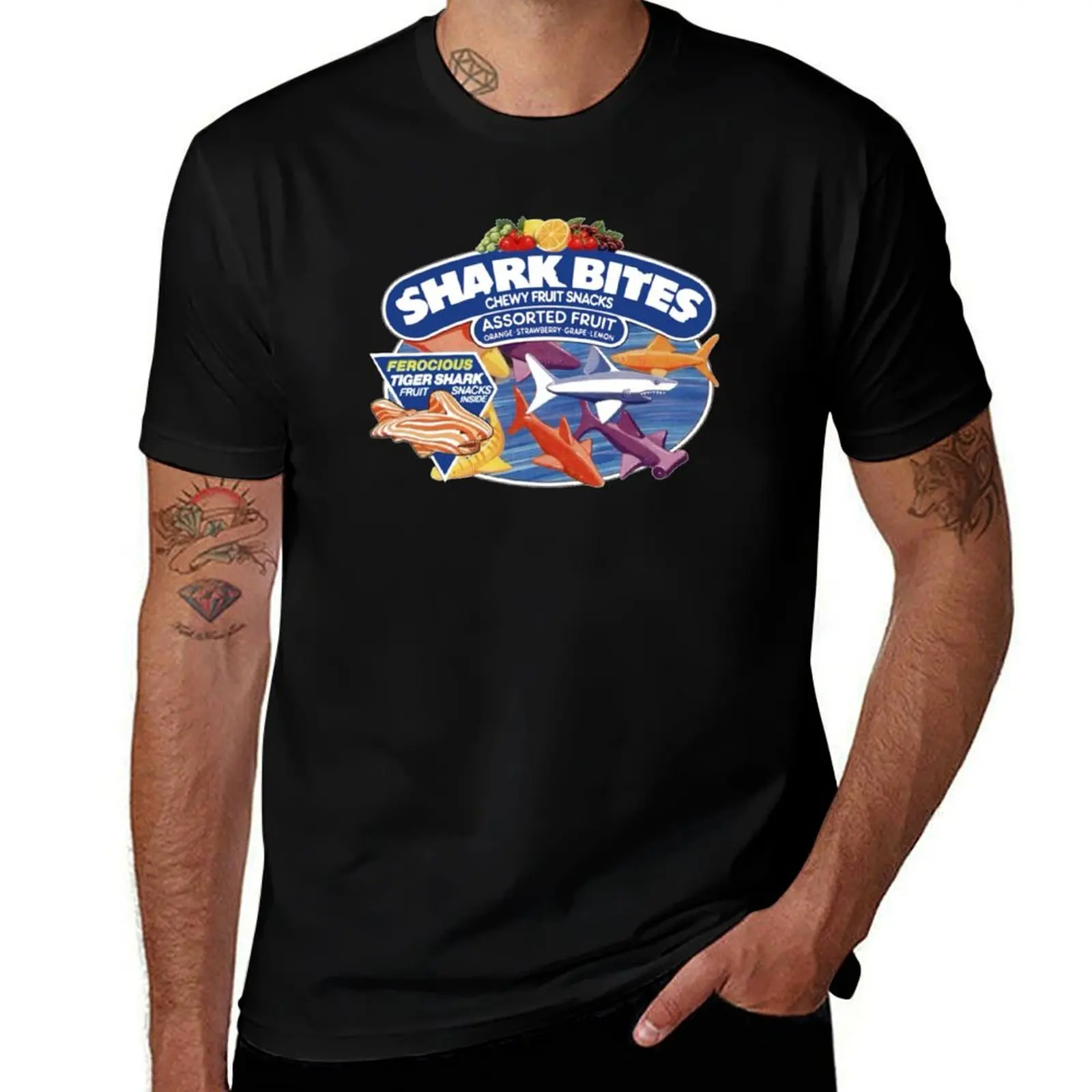Shark Bites Fruit Snacks - Vintage Discontinued Candy Shirts T-Shirt Stylish Print Short Sleeve Tee