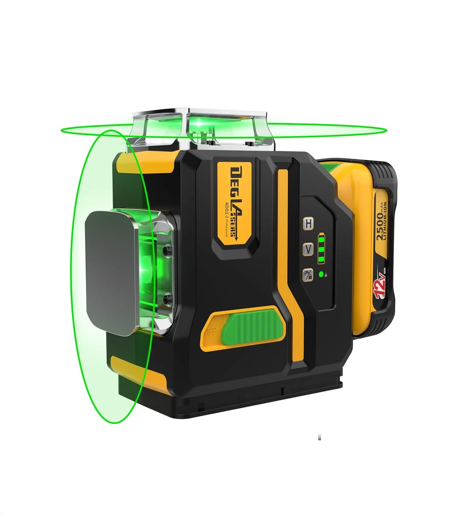 DEG 12 lines 3D Self Leveling, 3x360 Green Beam Cross Line Laser Level With Remote Control, Magnetic Base, Hard Carry Case