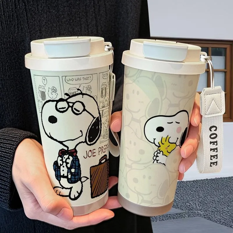 

Cute Snoopy 520ml Insulated Cup 316 Food Grade Stainless Steel Inner Liner Straw Large Capacity Coffee Cup Student Water Cup