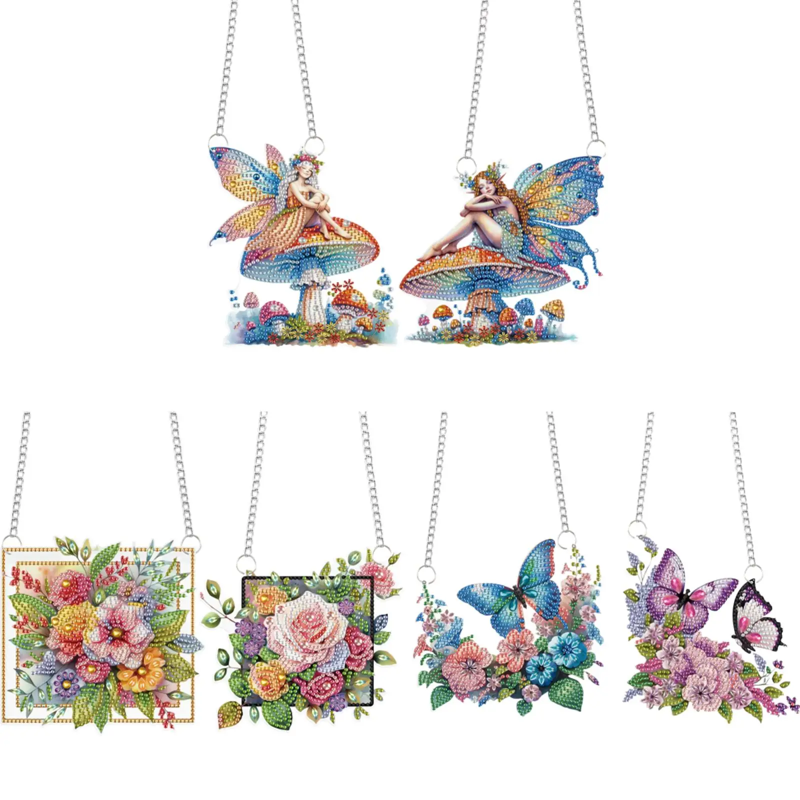 

Подвески для декора стен и окон в форме грибов с алмазной вышивкой Mushroom Elf