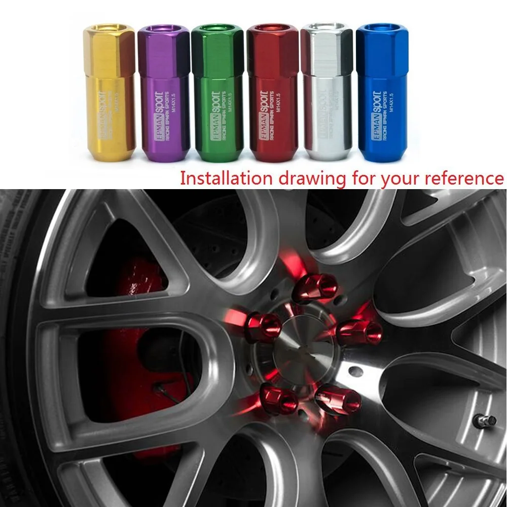 20pc M14X1.5 60MM Extende Forged Aluminum Tuner Racing Lug Nut For Wheels Rims EP-DD550B15