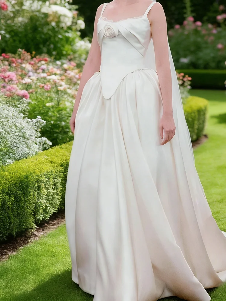 Elegant V-Neck Lace Sleeveless Basque Pleat A-Line Bride Wedding Dresses Bridal Gowns Customized