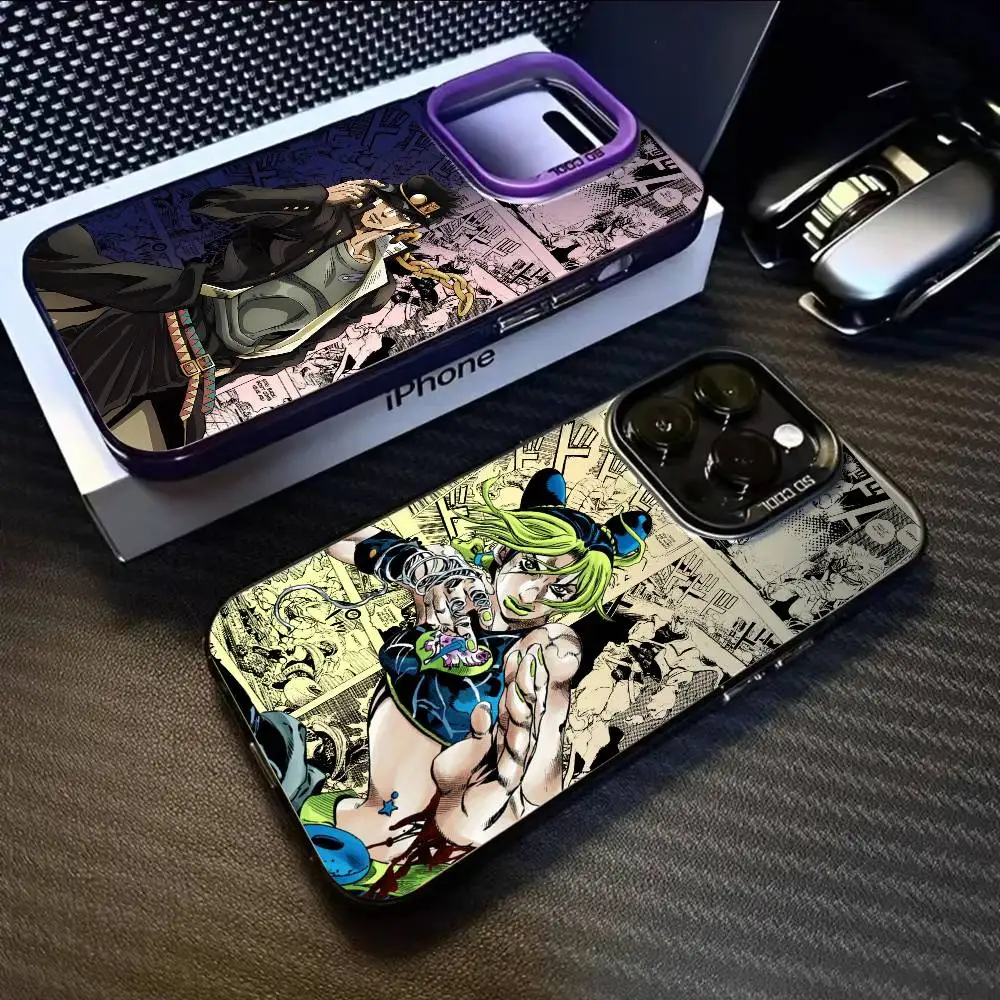 أنيمي J-JOJO حافظة هاتف رائعة آيفون 17 16 15 14 13 12 11 برو ماكس الهواء متعدد الألوان ماتي ليزر معدني أورورا فوندا #5