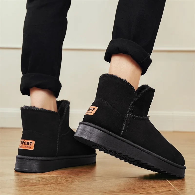 Botas de nieve para hombre, calzado casual de invierno, botas de plataforma antideslizantes, botas de piel cálidas, botas de felpa, botas de combate para actividades al aire libre, botas de senderismo y para motociclet