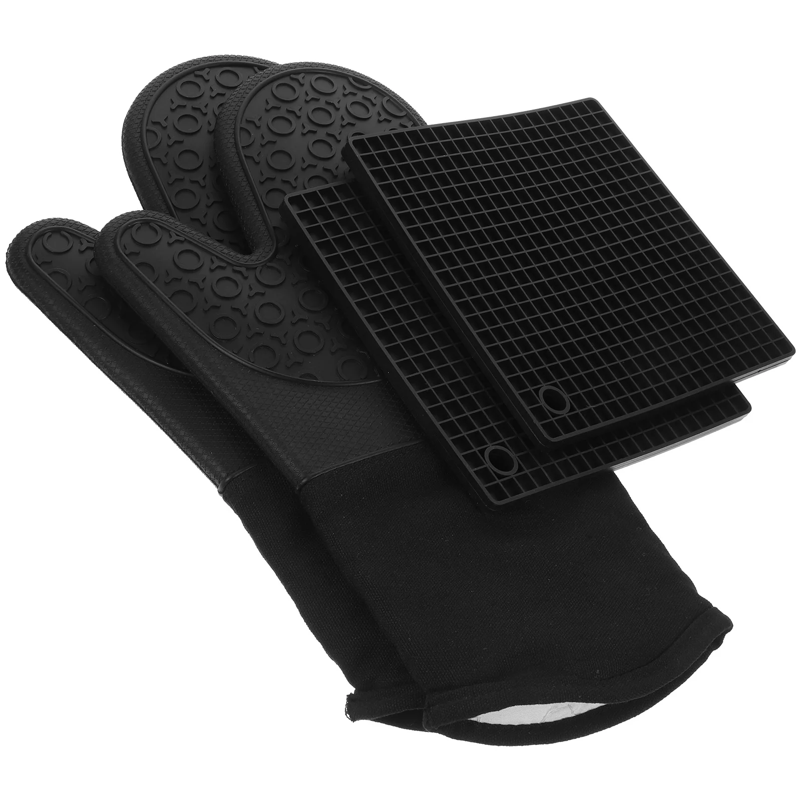 

2 Sets Silicone Heat Insulation Pad Kitchen Mitts for Oven Mat Grilling Gloves Silica Gel Baking Barbecue