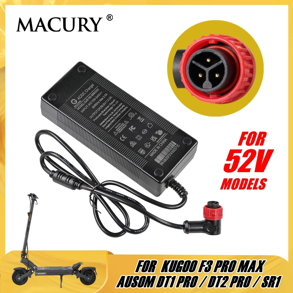 

58.8V 2A AC/DC Charger for 52V AUSOM LEOPARD DT1 PRO / DT2 PRO / SR1 KUGOO F3 PRO MAX Electric Scooter Standard Charging Adapter
