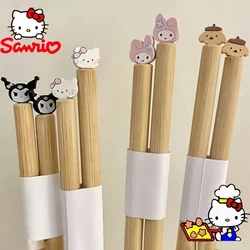 1 pairs Sanrio Hello Kitty bamboo chopsticks cartoon Kawaii reusable tableware household Non-slip creative food grade chopsticks