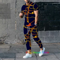 Tuta da uomo 2 pezzi tuta da uomo tuta estiva Streetwear 3D pantaloni a maniche corte di lusso abbigliamento sportivo tuta da jogging