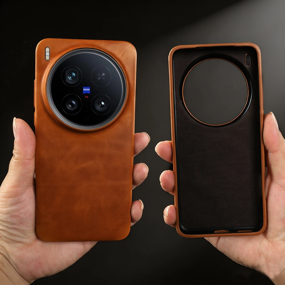 Genuine Leather Case for Vivo X500 Pro Max X300 Ultra FE X200 Pro Mini S30 X200S X100 S Pro Ultra X300S Phone Case Back Cover