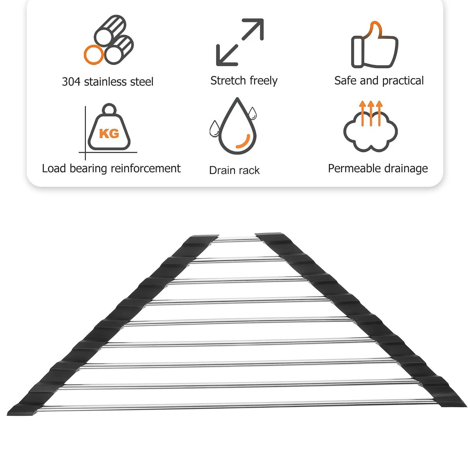 

Stainless Steel Kitchen Sink Rack Foldable Triangular Storage Holder Dish Drying Draining Basket Vegetable Fruit Rack Non-Slip