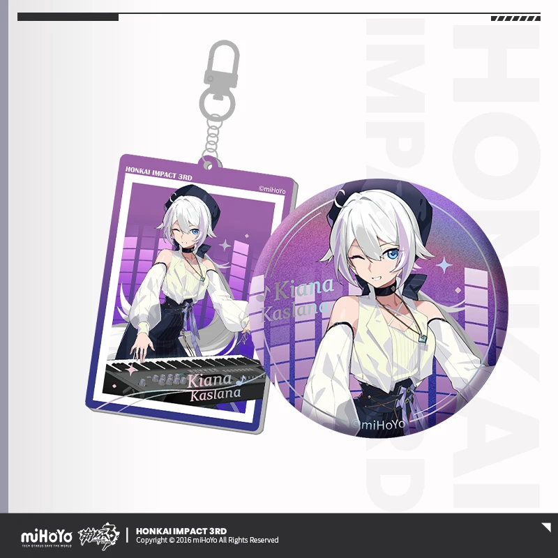 

2025 Anime Honkai Impact 3 Pure Dream Song Badge Pendant Set Kiana Accompany Baji Brooch Keychain MiHoYo Gime Gift
