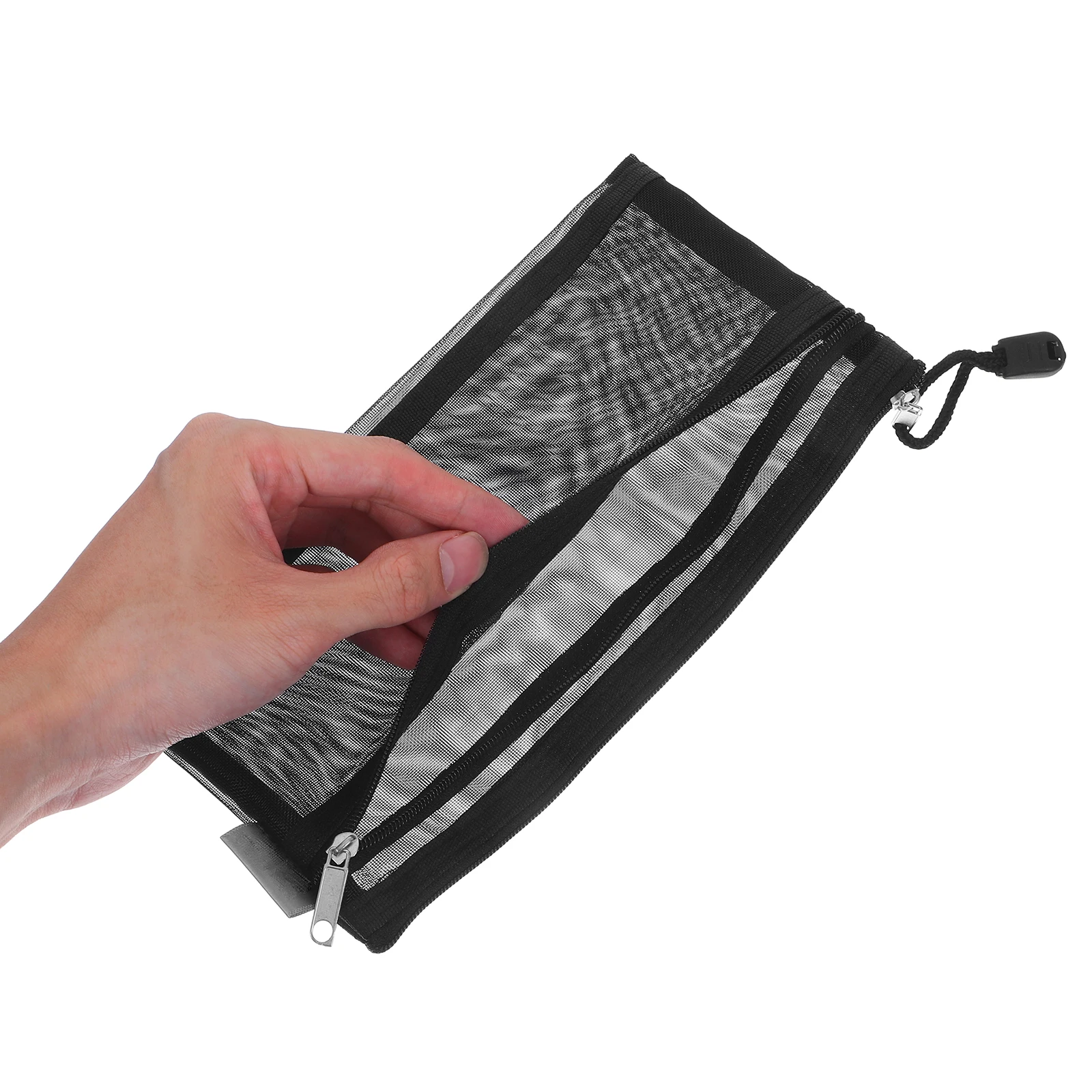 

6 Pcs Pencil Case Portable Bag Pouch Cute Double Layer Stationery Organizer Nylon Zipper Mesh Clear Binder