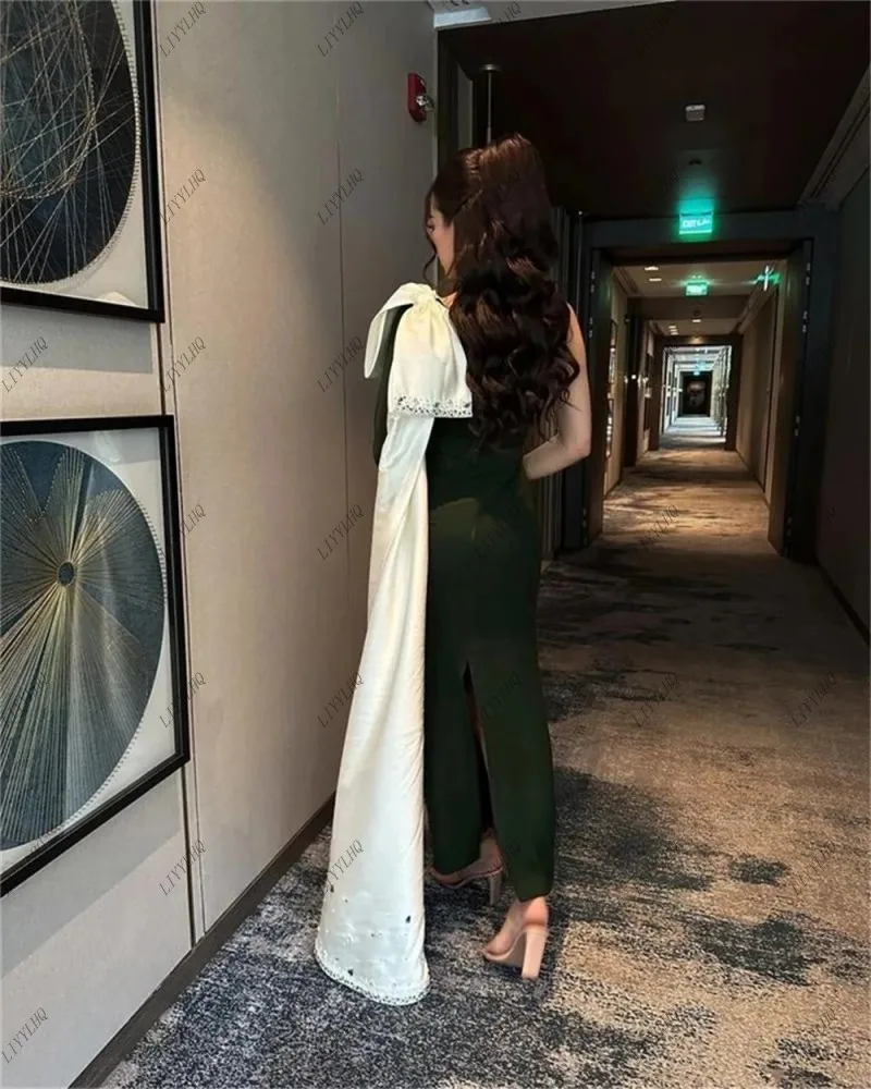 LIYYLHQ  White And Emerald Green Evening Dresses For Ankle-Length Crystals Beads Formal Night Evening Party Dress Prom Gowns