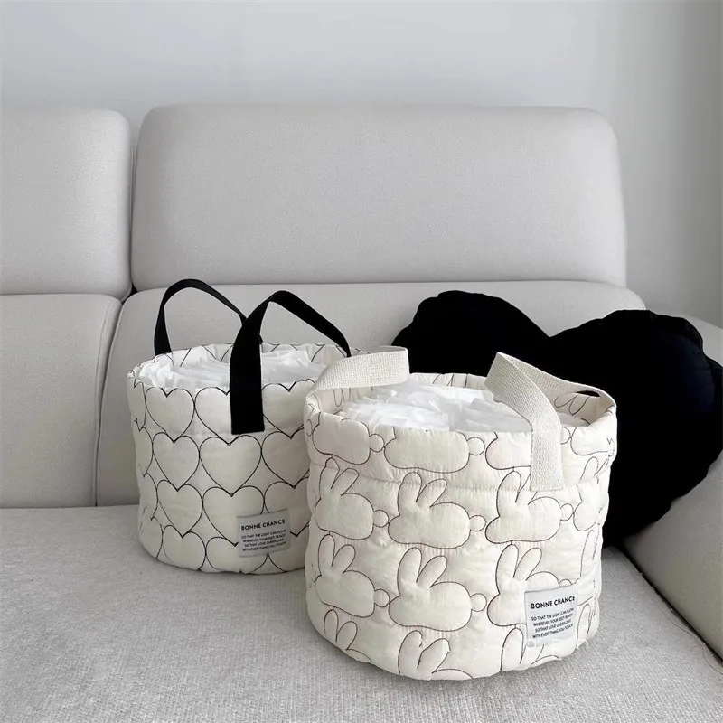 Baby Bags for Cart Love Quilted Diaper Pouch Caddy Nappy Organizers Mommy Bag Newborn Diapers Storager Toys Organizador De Bebes