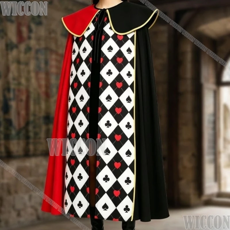 

The queen's dress Woman Hooded Cloak Anime Game Alice Cosplay Halloween Christmas Unisex Checkered Dress Christmas Outfit Cos
