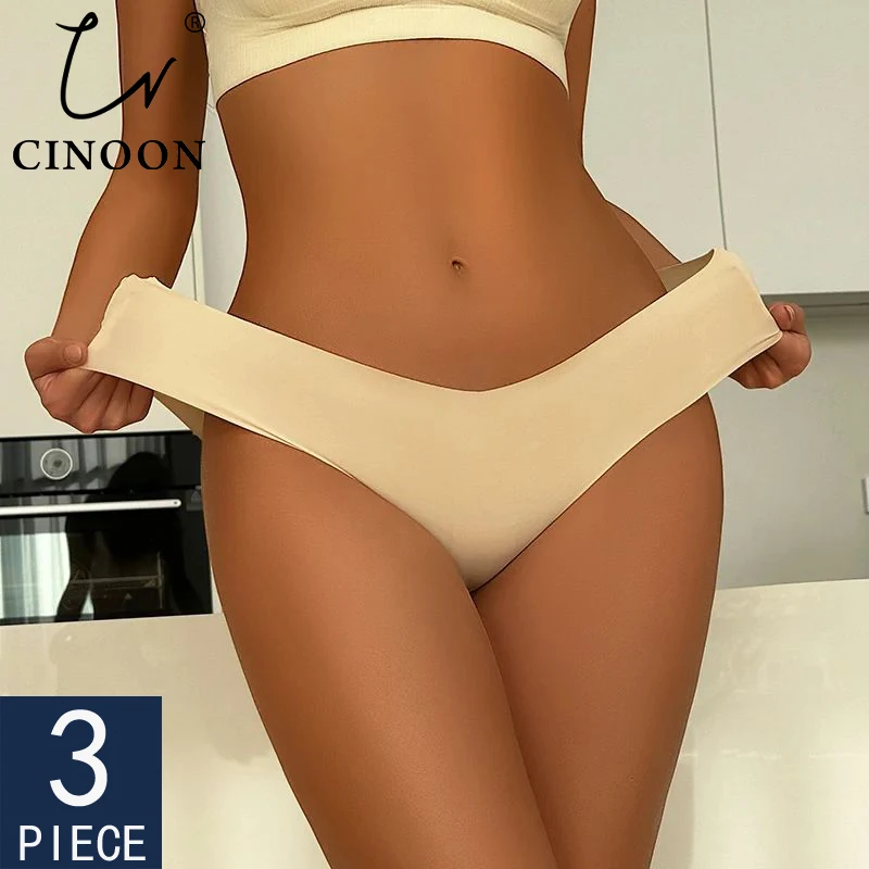 

CINOON 3Pcs/lot Seamless Women Panties High Elasticity Briefs Breathable Comfort Fabric Ice Silk Underwear All-Day Wear Lingerie
