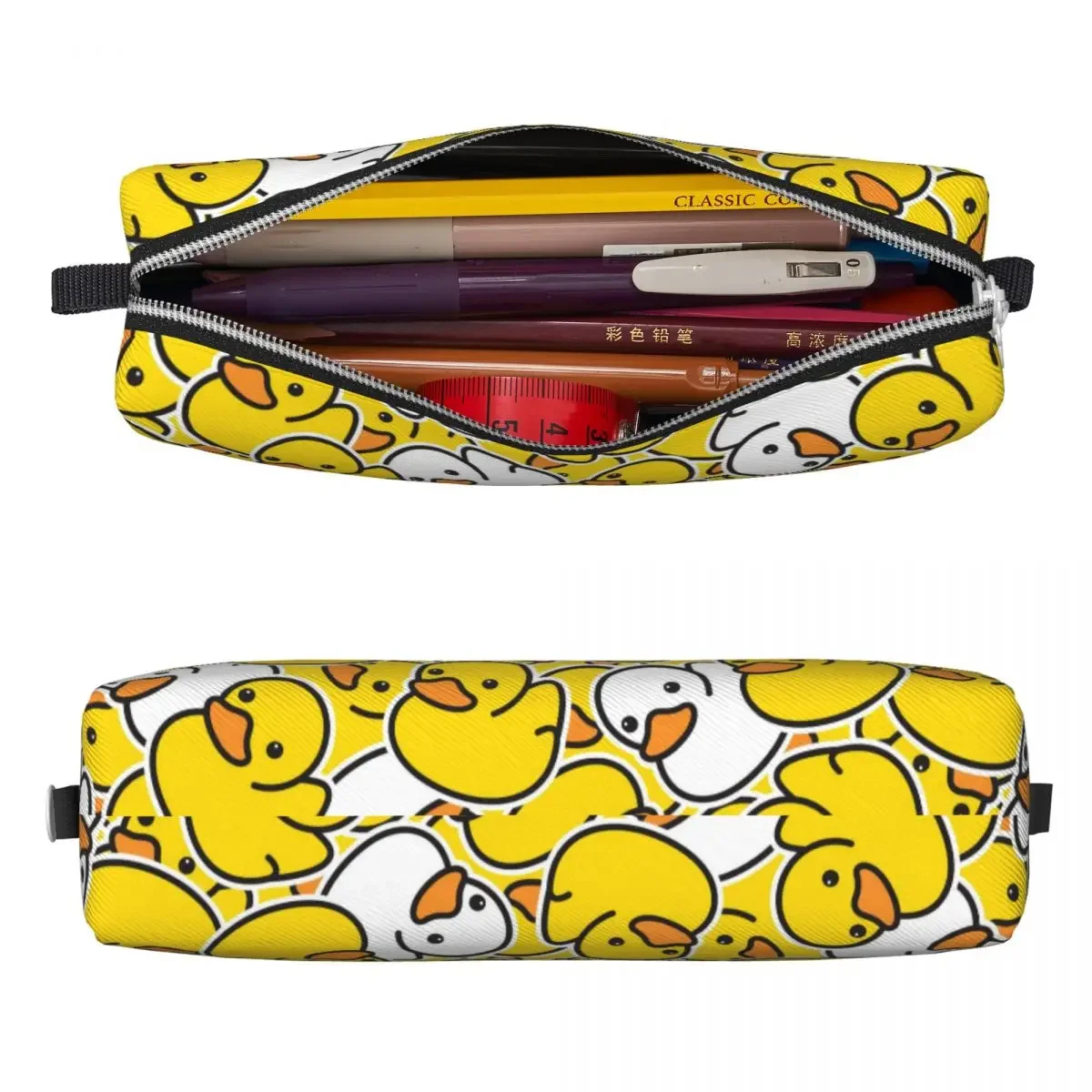 Cute Duck Pattern Ducky Cartoon Pencil Case Fashion Animal Pen Holder Bag Kids Big Capacity Students School Zipper Pencil Box