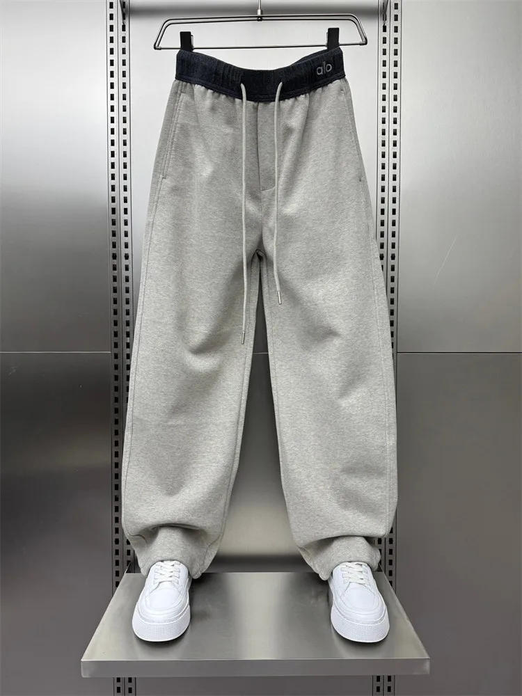 

High-End Men's ey Loose Casual Pants Straight Leg Dstring Long Trousers Wide Leg Embroidered Sports Pants Spring 2026