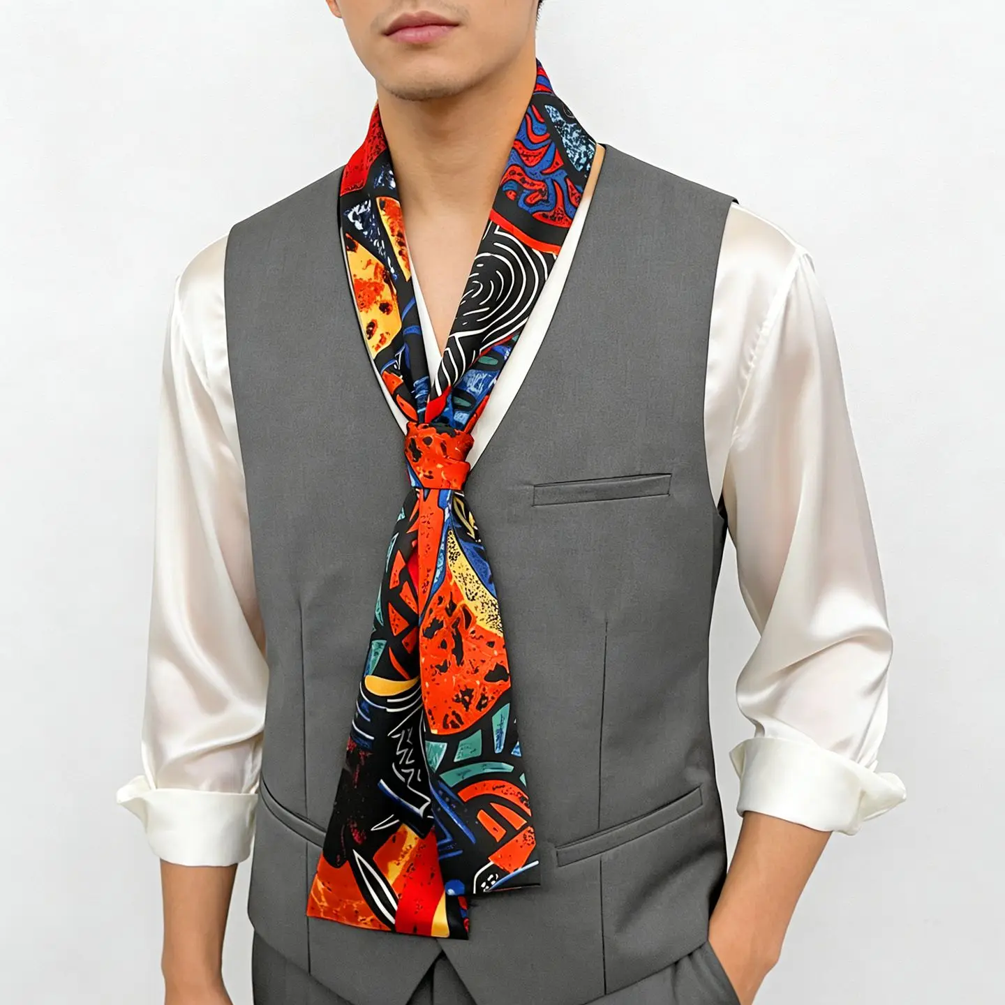 Fall  Winternew  Arrivalmen Thin Silk Scarf Spring Summer Thin Style Western Styleeasiest  Match Decoration Neck Layered Collar