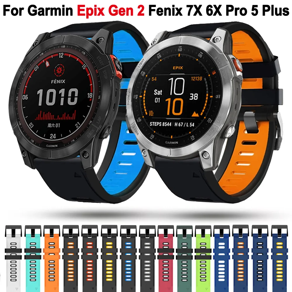 Pulseira de silicone para relógio inteligente Garmin Epix Gen 2, pulseira Quickfit, Fenix 7, 7X, 6, 6X Pro, 5, 5X Plus, 22mm, 26mm